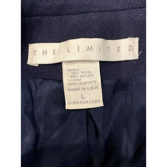 THE LIMITED Wool Navy Double Breasted Blazer Long Nautical w/Shoulder Pads Large - Picture 6 of 16